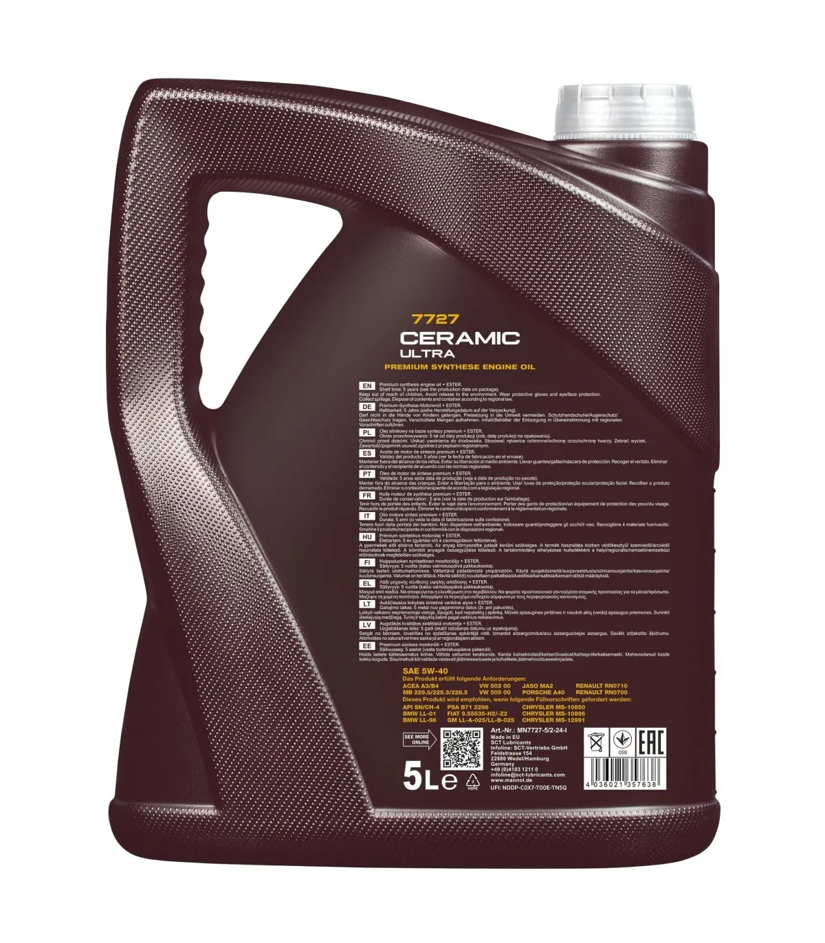 Mannol Ceramic Ultra 5W-40 5l - Atvaizdas 2